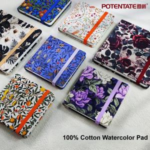 POTENTATE 100% 면 정사각형 수채화 용지 책 12cmx12cm(4.7x4.7인치)24장 300g(140lb) 아트 드로잉 용지 스케치북