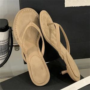 Eilyken 여름 패션 얇은 로우 힐 슬리퍼 여성 라운드 클립 발가락 비치 캐주얼 샌들 플립 플롭 신발 Zapatos De Mujer