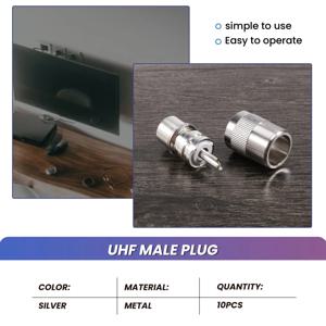 A65I 10pcs 커넥터 UHF 남성 PL259 플러그 솔더 RG8 RG213 LMR400 7D-FB 케이블 실버