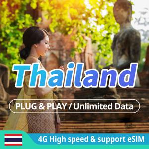 태국 SIM 카드 4G 고속 무제한 데이터 선불 휴대폰 데이터 카드, ESIM 지원, 홍콩 치앙마이 푸켓