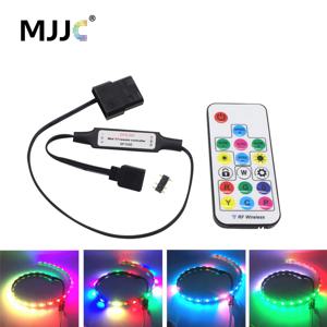 SATA 컨트롤러 DC 5V 3Pin RF 17 키 Molex 대형 4Pin 픽셀 PC 컨트롤러 WS2812B SK6812 주소 지정 가능 RGB LED 조명 스트립
