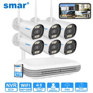 스마트 무선 CCTV 시스템 와이파이 카메라 키트, HD 보안 오디오, AI 얼굴 감지, IP 8CH NVR 비디오 감시 세트, ICSEE, 3MP, 5MP