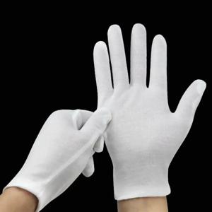 24PCS 흰색 장갑 12 쌍 부드러운 목화 장갑 동전 보석 실버 검사 장갑 Stretchable 라이닝 장갑