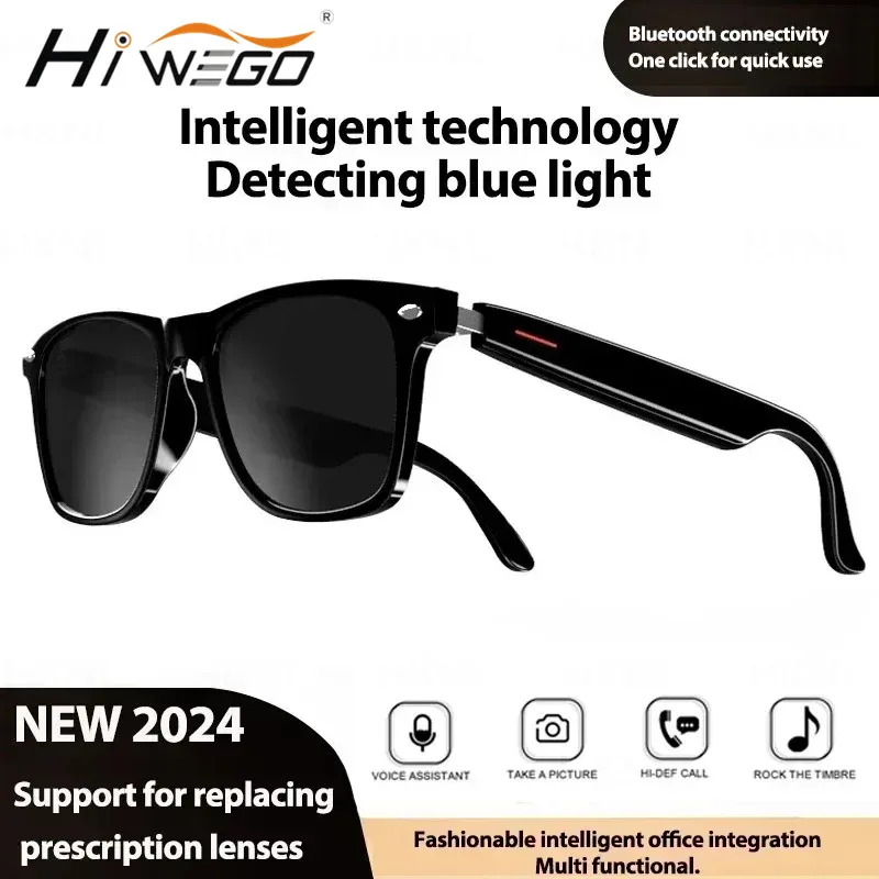 Hiwego 카메라 스마트 음악 선글라스 이어폰 무선 블루투스 헤드셋 HIFI 사운드 헤드폰 운전 안경 핸즈프리 통화