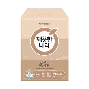 깨끗한나라 딥 무드 크림 베이지 미용티슈 240매6입