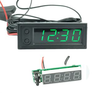 3in1 차량 온도계 전압계 시계 LED 디지털 전압계 패널 미터 빨간색/파란색/녹색 12V 자동차 전기 자동차 오토바이