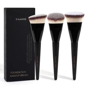 MAANGE 3pcs 메이크업 브러쉬 세트 앵글 라운드 플랫 헤드 파운데이션 브러쉬 소프트 브리스톨 박스 포함 피부 친화적인 메이크업 도구 뷰티