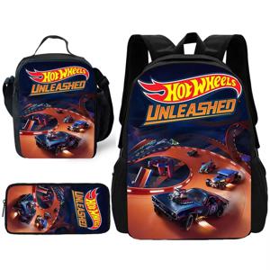 Hot Wheels Cars 어린이 학교 배낭, 점심 가방, 연필 가방, 소년 소녀를 위한 학교 가방 최고의 선물