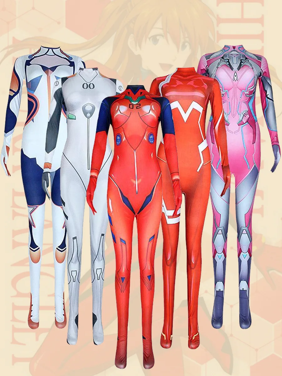 아스카 랭글리 소류 아야나미 레이 제로 투 Dva disfraz de Cosplay, mono de prueba Asuka, traje Zentai, traje de Anime para mujer
