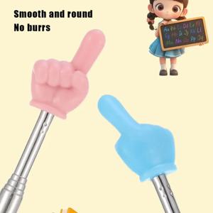 스테인레스 스틸 교육 포인터 텔레스코픽 막대 손가락 디자인 교육 스틱 화이트 보드 핸드 포인터 학교 사무용품