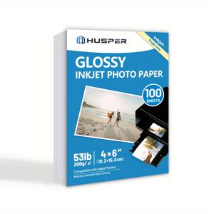 100매 200gsm 광택 인화지 4x6인치 53lb 단면 잉크젯 프린터 용지 가정용 4R 회색 뒷면 용지