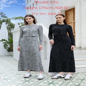AP SS2025 새로운 여성 드레스 리브 타이 염색 카디건 및 드레스 코튼 소프트
