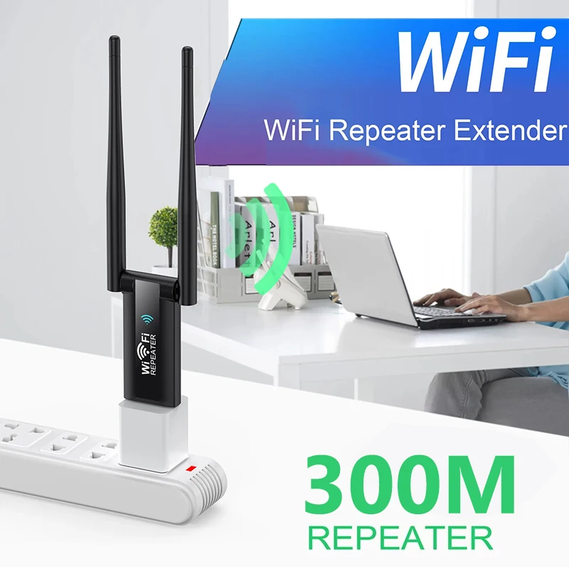 300Mbps 무선 USB WiFi 리피터 익스텐더 WiFi 신호 증폭기 부스터 장거리 Wi-Fi 라우터 홈 네트워크 카드 확장