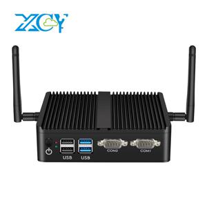XCY 팬리스 미니 PC 인텔 코어 i5-5200U i3-5005U 듀얼 GbE LAN 2x RS-232 직렬 포트 4x USB 임베디드 IPC WiFi Windows Linux