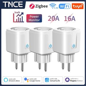TNCE Tuya WiFi/Zigbee 스마트 플러그 16A/20A EU 스마트 소켓, 전력 모니터링 타이밍 기능 포함 Alexa GoogleHome과 함께 작동