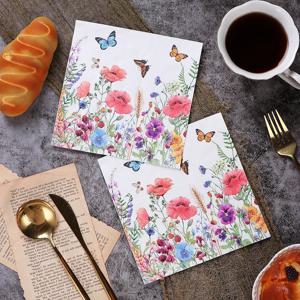 새로운 꽃 다채로운 냅킨 인쇄 된 종이 Placemats 레스토랑 호텔 파티 순수 목재 펄프 종이 20pcs/pac 목재 펄프 종이 33cm