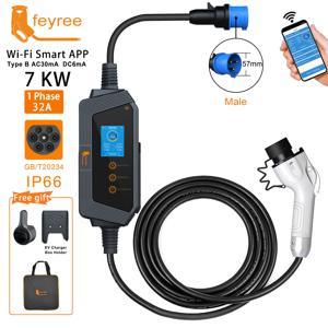 Feyree 7KW 32A 조정 가능한 EV 충전기 GBT 소켓 APP Bluetooth 버전 세트 충전 시간 EVSE 전기 자동차 용 충전 상자