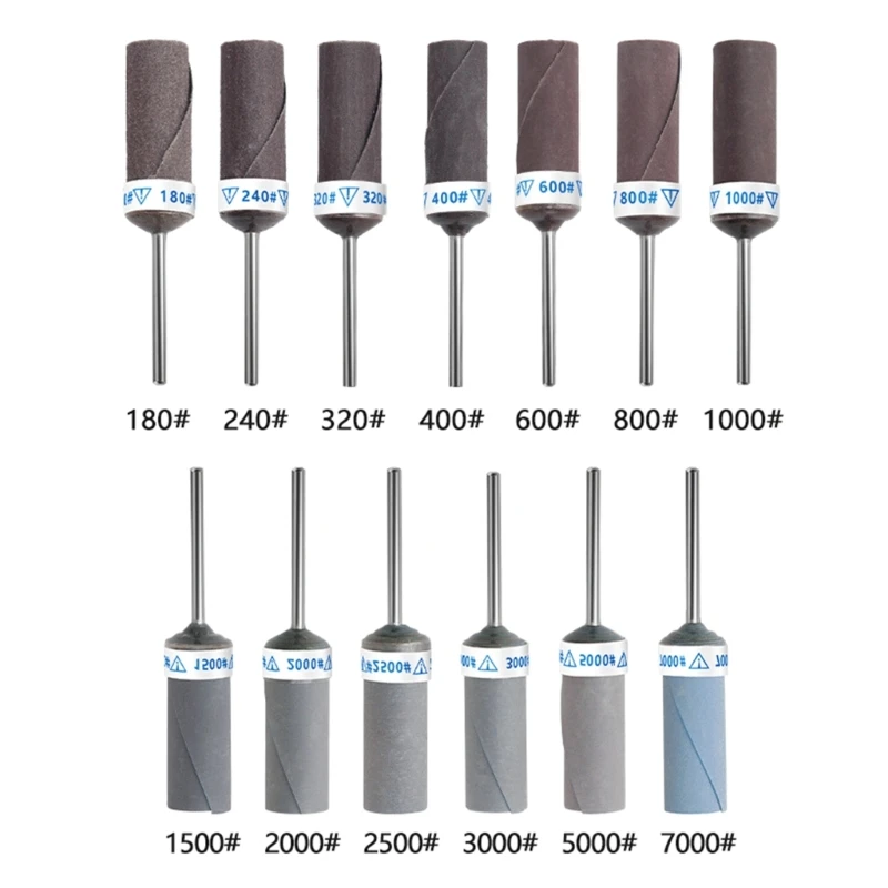 그릿 180 3000 샌드페이퍼 바 사포 로터리 커터, 2.35mm 생크 로드, 연마 연마기 회전 도구 액세서리, 13 개