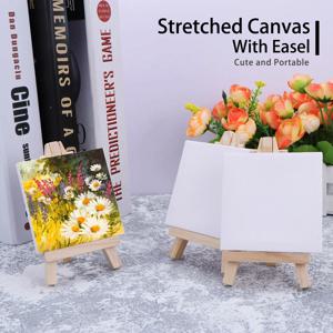 3pcs/6pcs 미니 캔버스 및 이젤 세트 미니 캔버스 패널 미니 나무 이젤, 어린이 그림, 유화 및 DIY 낙서