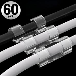 1-60Pcs 자체 접착 케이블 클립 주최자 드롭 와이어 홀더 이더넷 케이블 TV PC 용 코드 관리 책상 아래 자동차 와이어 클립