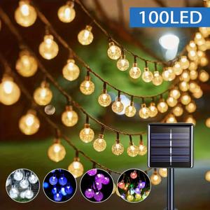 1 팩 39FT 크리스탈 글로브 태양 문자열 조명 100 LED 8 조명 모드 결혼식 파티 생일 트리에 대 한 태양 야외 조명