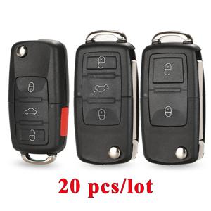 Jingyuqin 20 개/몫 플립 자동차 원격 플립 키 쉘 케이스 Fob Vw Jetta 골프 Passat 비틀 폴로 Bora MK4 좌석 Altea Skoda