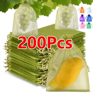 10-200PCS 포도 과일 보호 가방 식물 성장 가방 정원 안티 버드 그물 메쉬 가방 야채 딸기 가방 정원 도구