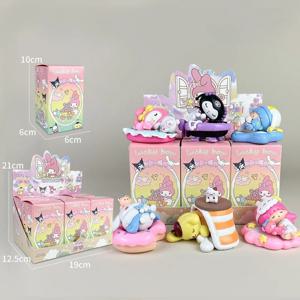 Sanrio 블라인드 박스 안전하게 잠자기 헬로 키티 MyMelody Kuromi Pachacco Pompompurin 어린이 장난감 생일 선물 크리스마스 장식