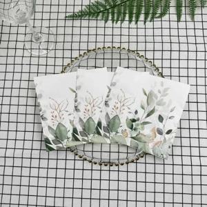20pcs 2겹 다채로운 인쇄 냅킨 숲 녹색 잎 호텔 레스토랑 테이블 장식 와인 유리 꽃 종이 Placemats