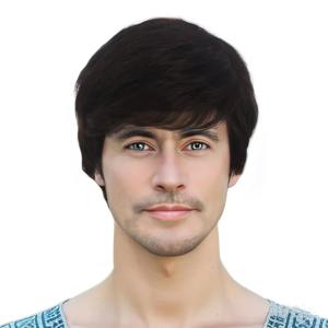 새로운 합성 합성 섬유 가발 남성 짧은 검은 머리 전체 머리 머리 마이크로 볼륨 고온 실크 전체 머리 가발