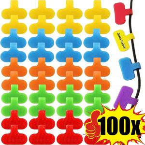 10-100PCS 케이블 나일론 레이블 재사용 가능한 쓰기 가능한 데이터 코드 타이 홈 오피스 용 방수 자체 접착 와이어 태그 주최자