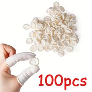 20/100PCS 일회용 손가락 커버 고무 장갑 미끄럼 방지 정전기 방지 라텍스 손가락 침대 손가락 끝 보호기 손가락 엄지 슬리브