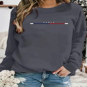 파리 느슨한 스웨터 캐주얼 긴 소매 여성 가을, 겨울 편안한 풀오버 Crewneck 느슨한 여성 의류