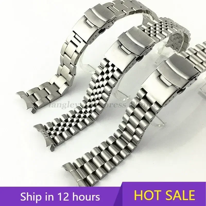 세이코 솔리드 스테인레스 스틸 밴드 20mm 22mm 남성용 스포츠 스트랩 srpd skx007/skx009 SRPD63K1 jubilee 곡선 엔드 팔찌