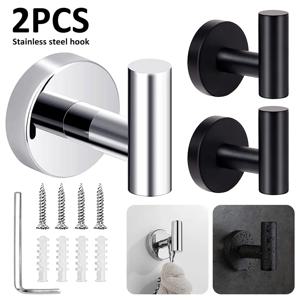 2Pcs 세련 된 욕실 수건 걸이 스테인레스 스틸 코트 가운 후크 벽 걸이 나사 수건 선반 호텔 주방에 대 한 후크를 걸어