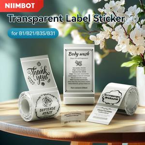 NiiMbot B1/B21/B3S/B31 프린터 용 열 투명 라벨 스티커 오일 방지 방수 찢어짐 방지 라벨 용지