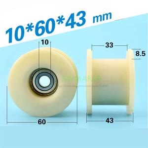 1Pc 10x60x43mm H 휠 6000 사출 성형 기계/안전 도어, 엔지니어링 플라스틱 용 롤링 베어링 나일론 휠