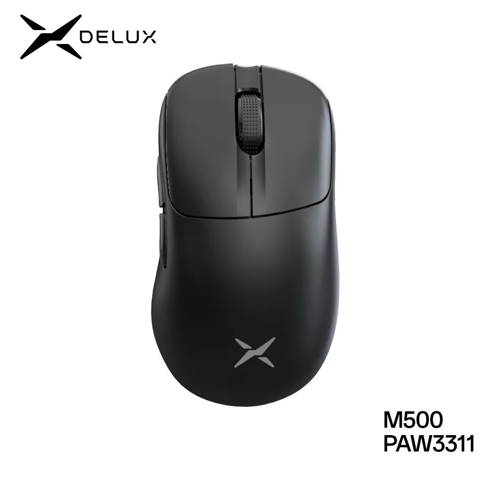 Delux M500 무선 게이밍 마우스, 인체 공학적 마우스, 경량 59g, 오른손 중소형 PC 노트북 게이머용, PAW3311, 12000DPI