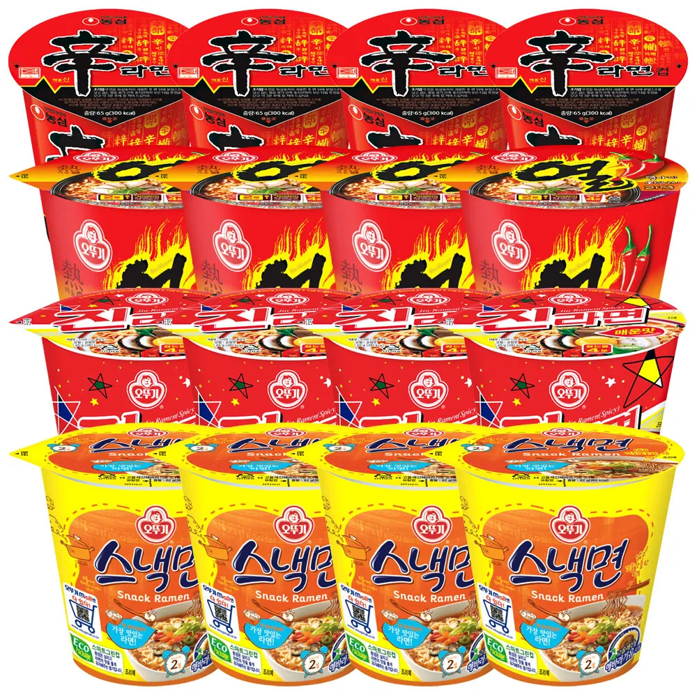 컵라면 소컵 세트(스낵면4개+신라면4개+열라면4개+진라면매운맛4개)