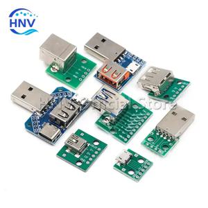 USB 수 커넥터/미니 마이크로 usb-dip 어댑터 암 커넥터 2.54 커넥터 B 유형-C USB2.0 3.0 암 PCB 변환기, 1 피스