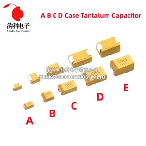 10pcs A B C D 케이스 탄탈륨 커패시터 6V 10V 16V 25V 35V 50V 0.1 미크로포맷 1 미크로포맷 2.2 미크로포맷 4.7 미크로포맷 10 미크로포맷 22 미크로포맷 33 미크로포맷 47 미크로포맷 100 미크로포맷 220 미크로포맷 330 미크로포맷 470 미크로포맷
