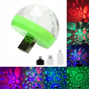 미니 USB LED 자동차 분위기 빛 RGB 음악 사운드 제어 DJ 디스코 볼 램프 홈 파티 USB 애플 안드로이드 전화 디스코 빛