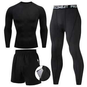 남자 2/3pcs 세트 복싱 슈트 러쉬 가드 남성 키트 MMA 압축 의류 남자 긴팔 티셔츠 + 레깅스 tracksuit 스포츠 슈트