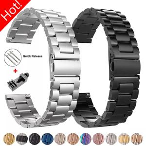 삼성 갤럭시 용 22mm 20mm 스트랩 7 6 5 4 40/44mm 6 클래식 기어 S3 Active2 화웨이 GT3 4Pro Amazfit 용 스테인레스 스틸 팔찌