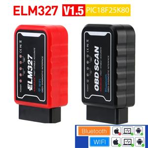 OBDII 스캐너 코드 리더 자동차 진단 도구, 와이파이 블루투스 ELM 327 V 1.5 ICAR2 OBD 스캔, 안드로이드 IOS PIC18F25K80 칩용