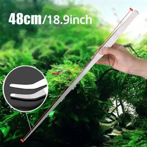48cm 스테인레스 스틸 수족관 족집게 펜치 물고기 탱크 식물 Aquascape 도구 직선 곡선 집게 클립 수생 먹이 집게