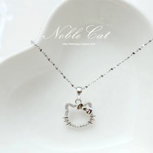 사랑스러운 헬로 키티 Sanrio 애니메이션 키즈 체인 목걸이 여자를위한 귀여운 만화 Hollowed 키티 크리스탈 반지 여자 생일 선물