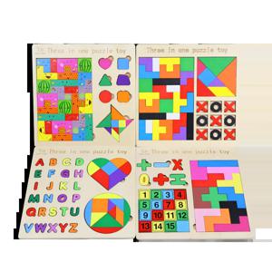 3 IN 1 어린이 나무 블록 퍼즐 게임 아기 ThinkingLogic 조기 교육 FunToy 두뇌 훈련 테이블 몬테소리 생일 선물