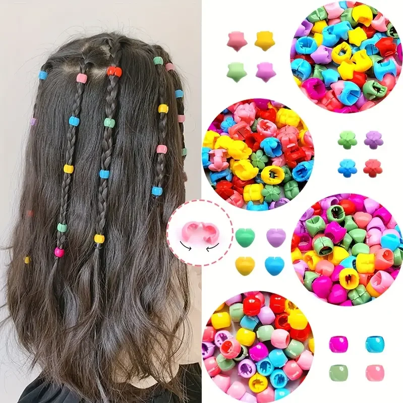 100Pcs 다채로운 작은 여자 헤어 클립 귀여운 꽃 스타 머리 발톱 스타일링 머리 끈 머리핀 아이 헤어 액세서리 모자를 쓰고 있죠