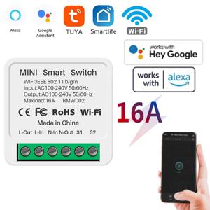 16A 미니 Wifi 스위치 DIY 스마트 홈 양방향 제어 릴레이 스마트 라이프 APP 제어 원격 타이머는 Alexa Google Home Alice와 함께 작동합니다.